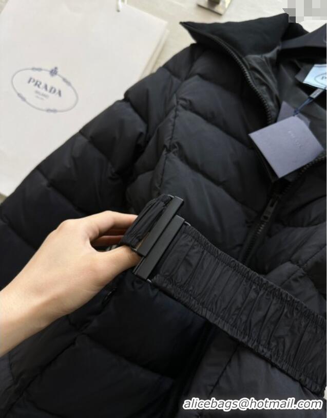 Buy Cheapest Prada Belt Down Jacket 1219 Black 2024