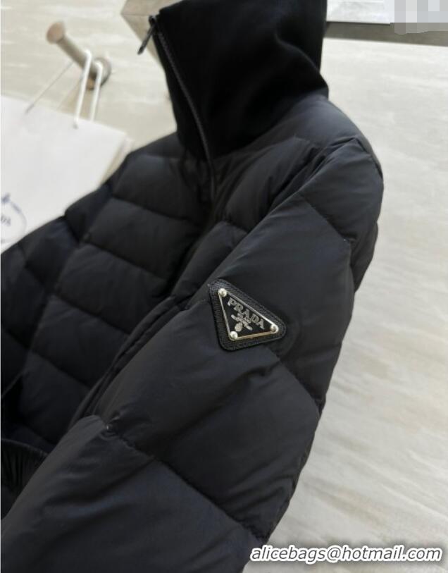 Buy Cheapest Prada Belt Down Jacket 1219 Black 2024