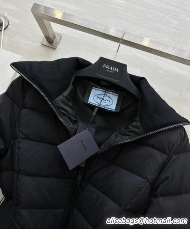 Buy Cheapest Prada Belt Down Jacket 1219 Black 2024