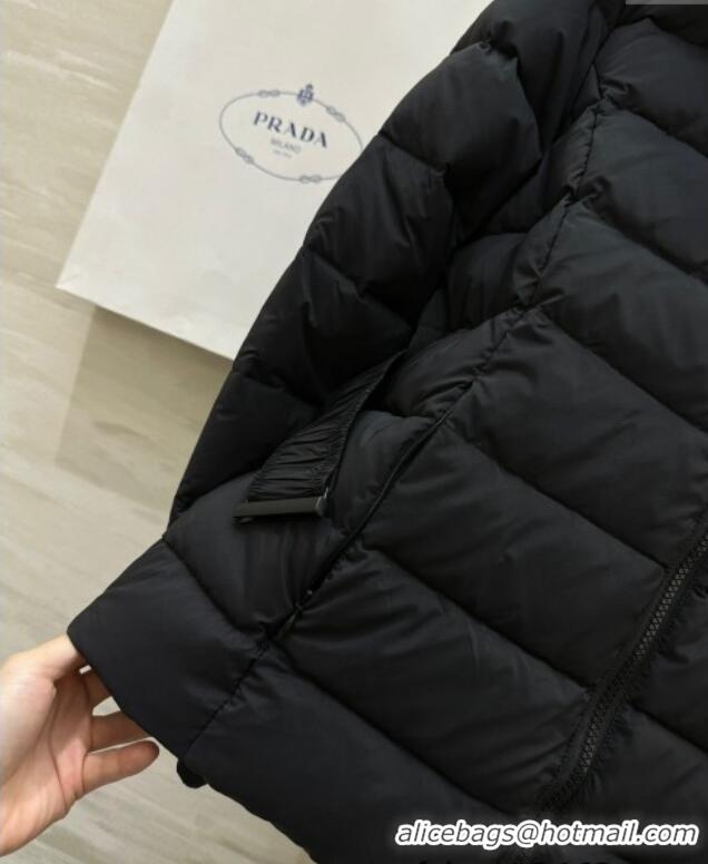 Buy Cheapest Prada Belt Down Jacket 1219 Black 2024