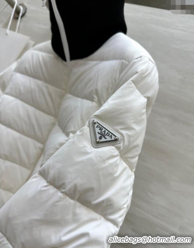 Free Shipping Prada Belt Down Jacket 1219 White 2024