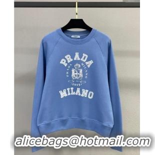 Grade Quality Prada Cotton Sweatshirt 0106 Blue 2025