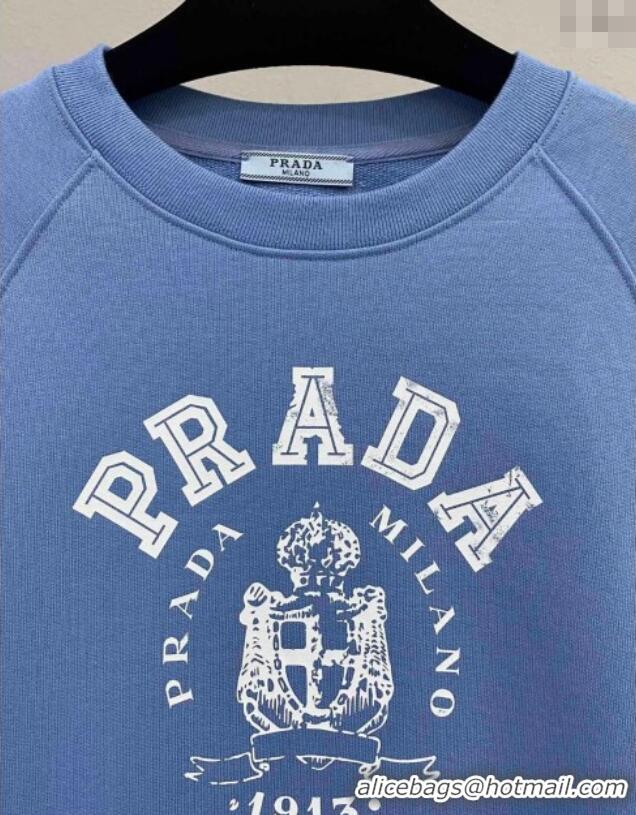 Grade Quality Prada Cotton Sweatshirt 0106 Blue 2025