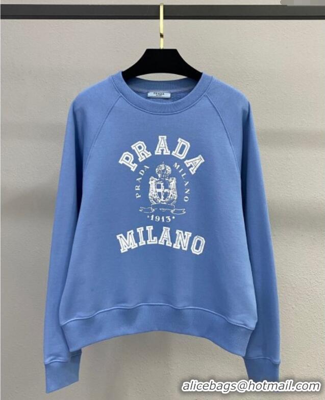 Grade Quality Prada Cotton Sweatshirt 0106 Blue 2025