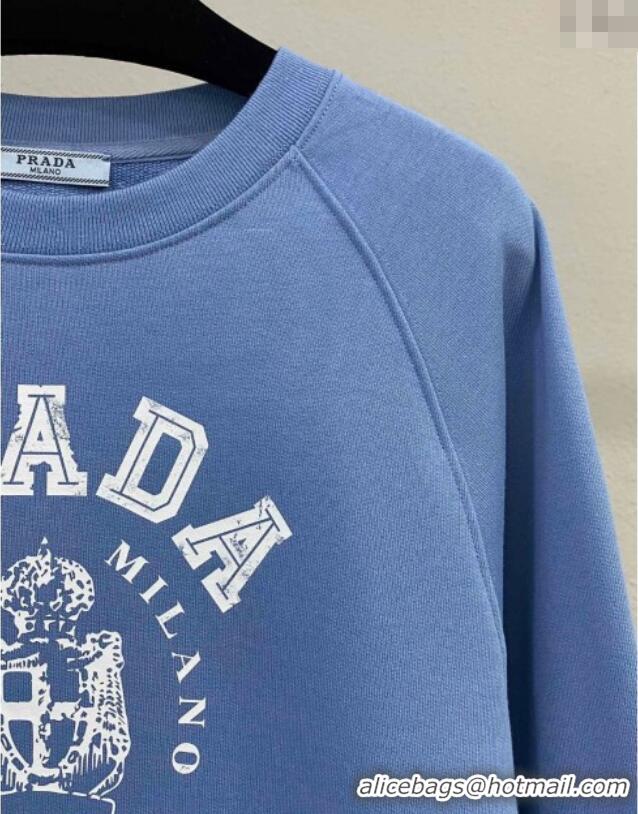 Grade Quality Prada Cotton Sweatshirt 0106 Blue 2025