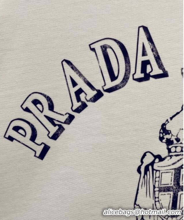 Famous Brand Prada Cotton Sweatshirt 0106 White 2025