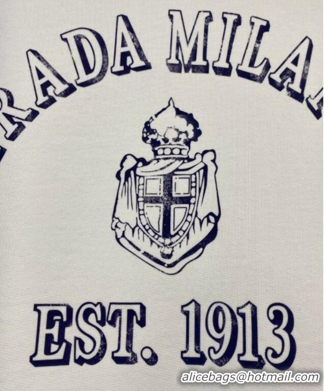 Famous Brand Prada Cotton Sweatshirt 0106 White 2025