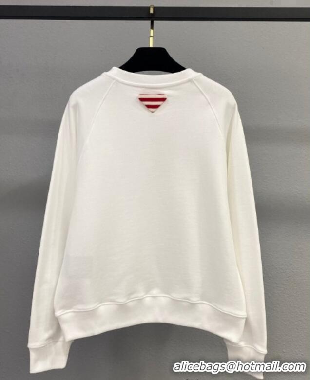 Famous Brand Prada Cotton Sweatshirt 0106 White 2025