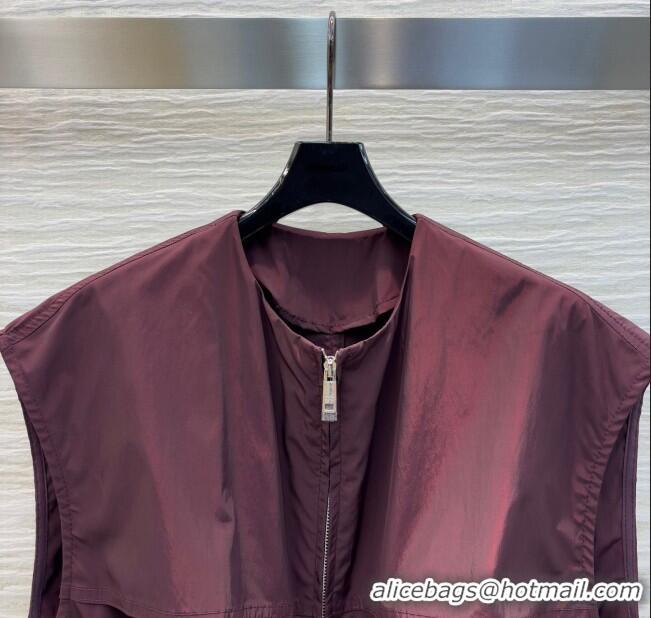 Good Quality Prada Nylon Sleeveness Coat 4003 Dark Purple 2025