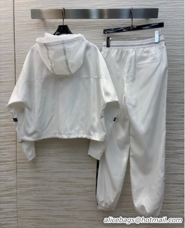 Top Quality Prada Jacket and Pants Activewear Set 0214 White 2025