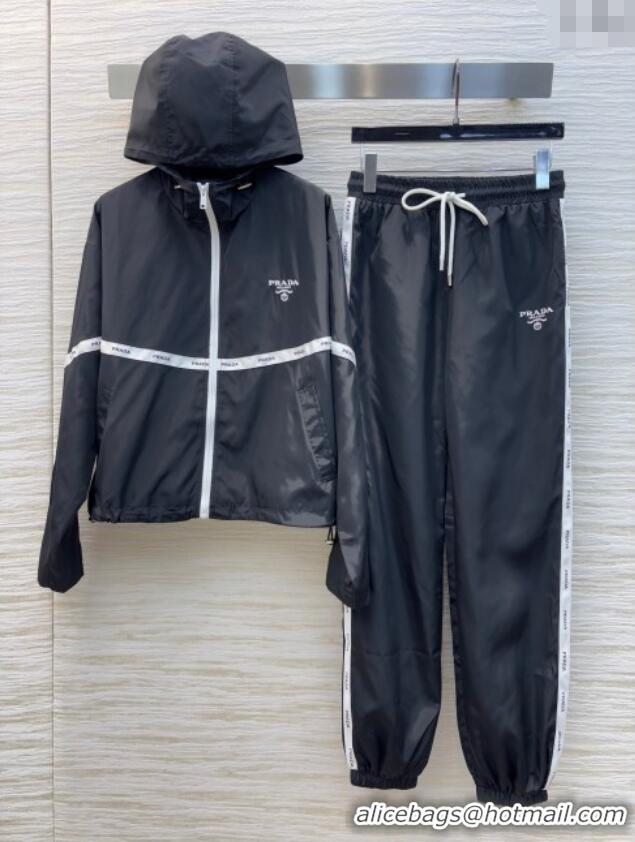 Luxury Discount Prada Jacket and Pants Activewear Set 0214 Black 2025