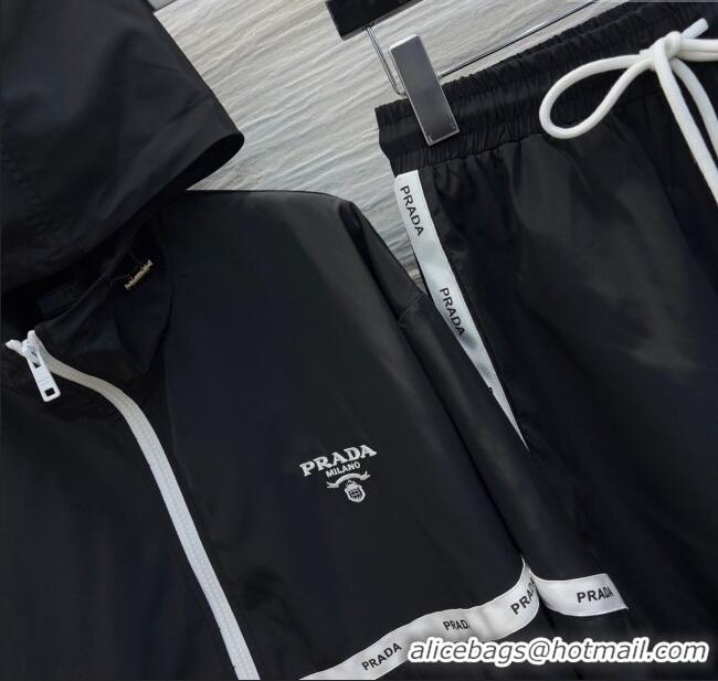 Luxury Discount Prada Jacket and Pants Activewear Set 0214 Black 2025