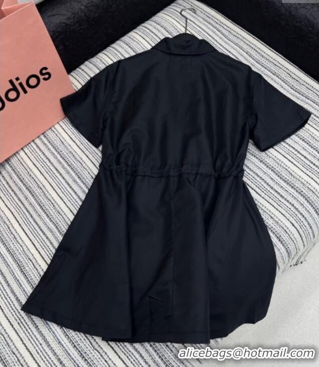 Top Design Prada Nylon Dress 0214 Black 2025