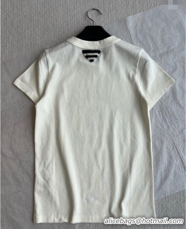 ​Most Popular Prada Cotton T-Shirt 0214 White/Brown 2025