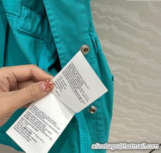 Reasonable Price Prada Cotton Denim Jacket 0214 Turquoise Blue 2025