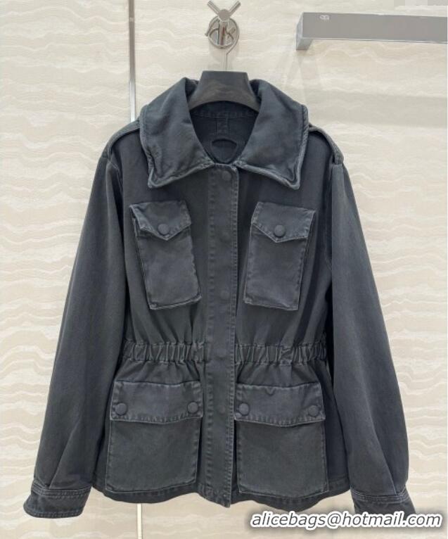 Reasonable Price Prada Cotton Denim Jacket 0214 Dark Grey 2025