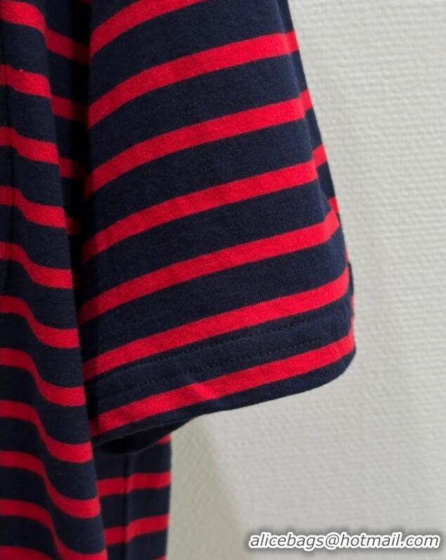 Top Grade Prada Cotton Striped T-Shirt C030601 Red 2025