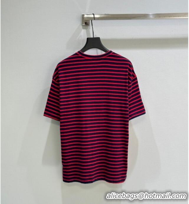 Top Grade Prada Cotton Striped T-Shirt C030601 Red 2025