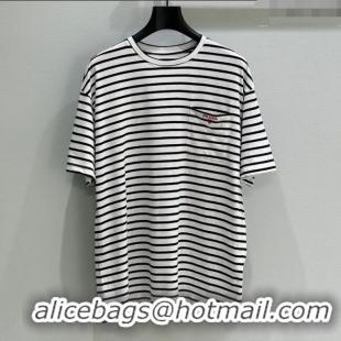 Buy New Cheap Prada Cotton Striped T-Shirt C030601 White 2025