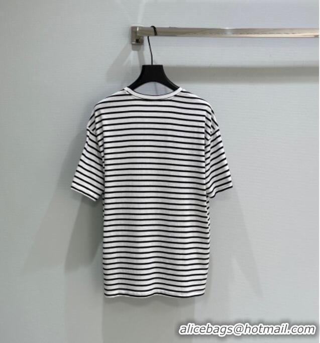 Buy New Cheap Prada Cotton Striped T-Shirt C030601 White 2025