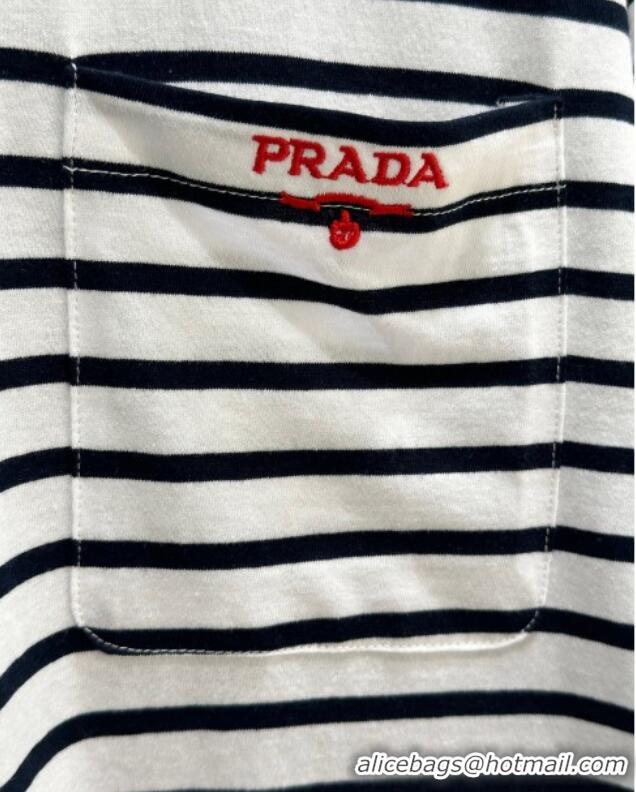 Buy New Cheap Prada Cotton Striped T-Shirt C030601 White 2025