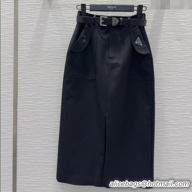 Hot Sell Cheap Prada Cotton Skirt C030605 Black 2025