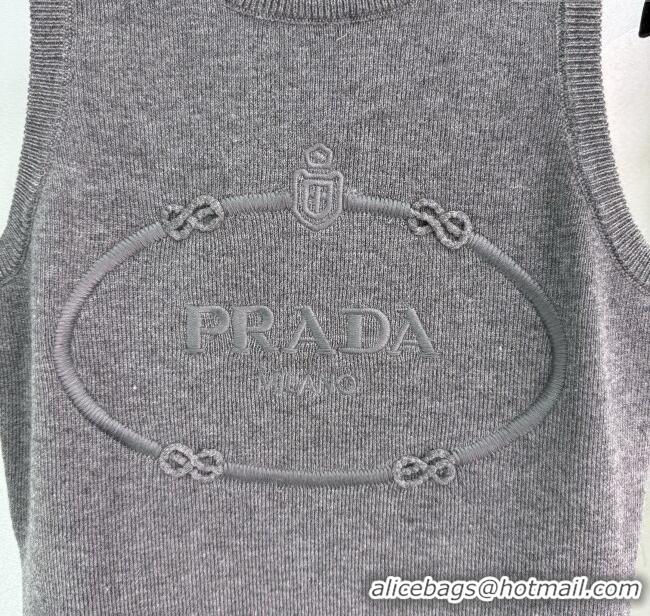 Well Crafted Prada Wool Cashmere Knit Vest 0306 Grey/White 2025