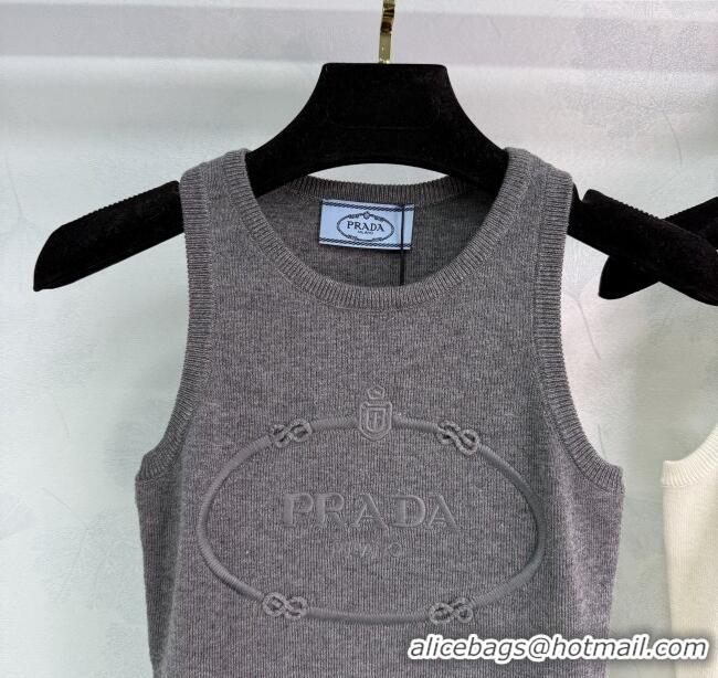 Well Crafted Prada Wool Cashmere Knit Vest 0306 Grey/White 2025