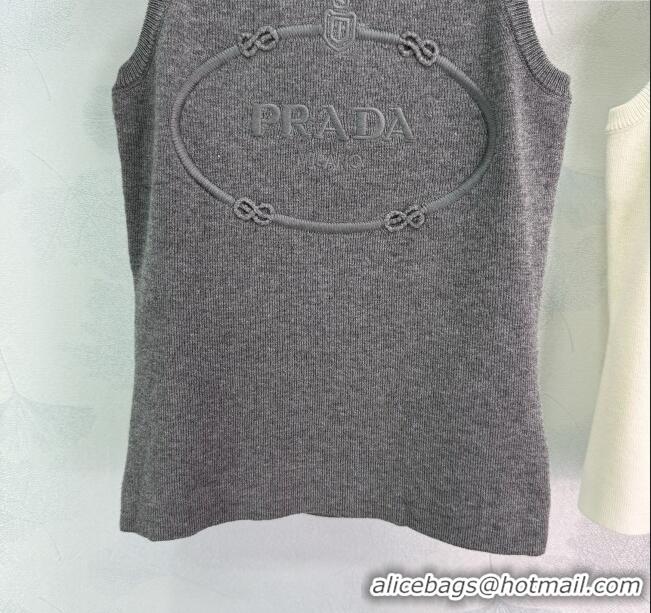 Well Crafted Prada Wool Cashmere Knit Vest 0306 Grey/White 2025