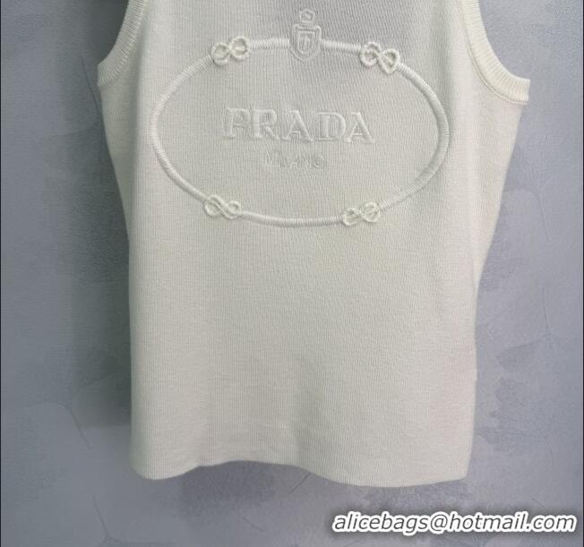 Well Crafted Prada Wool Cashmere Knit Vest 0306 Grey/White 2025