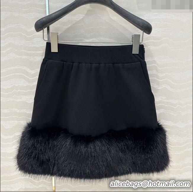 Low Price Prada All Black Skirt with Fur Charm C030609 2025