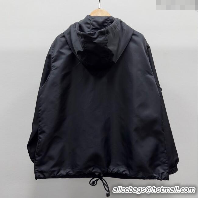 Famous Brand Prada Nylon Jacket with Pockets 0306 Black 2025