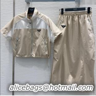 Discount Design Prada Shirt and Skirt Set C030616 Beige/White 2025