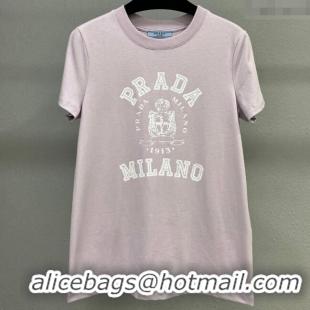 Good Product Prada Cotton T-Shirt 0306 Faded Pink 2025