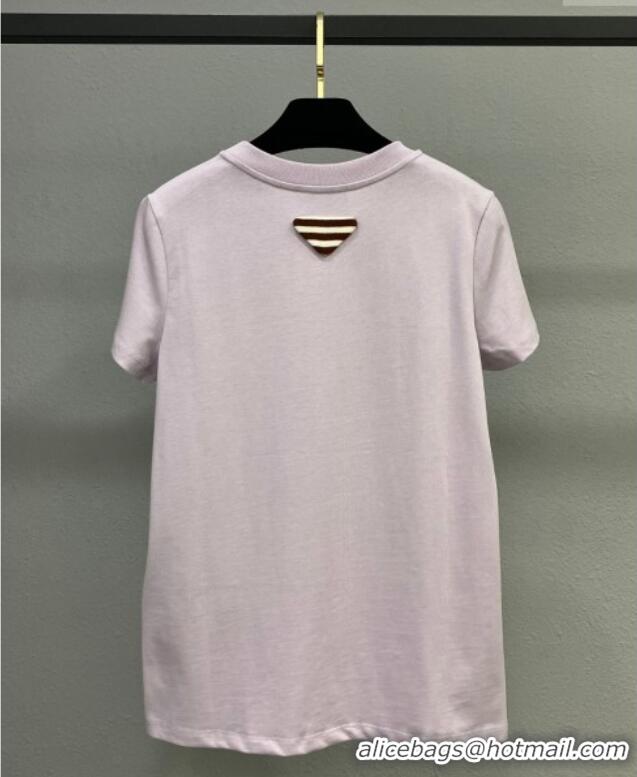 Good Product Prada Cotton T-Shirt 0306 Faded Pink 2025