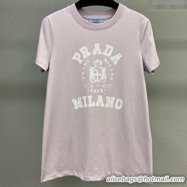 Good Product Prada Cotton T-Shirt 0306 Faded Pink 2025