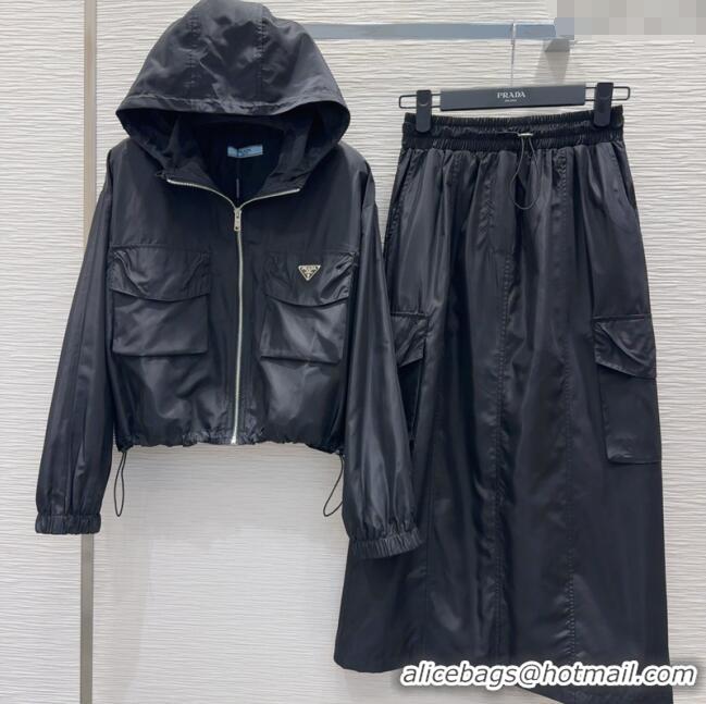 Top Grade Prada Jacket and Skirt Set C0306026 Black 2025