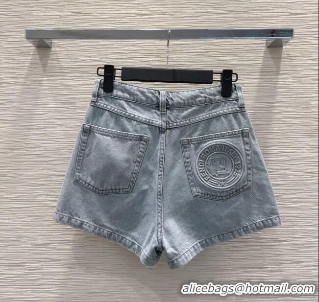 Affordable Price Fendi Cotton Washed Denim Shorts C030606 Blue 2025