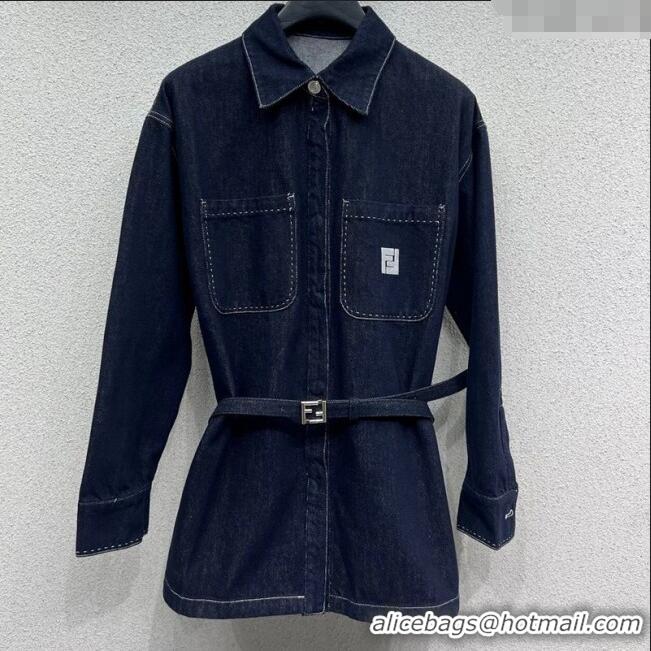 Most Popular Fendi Denim Jacket 0306 Dark Blue 2025