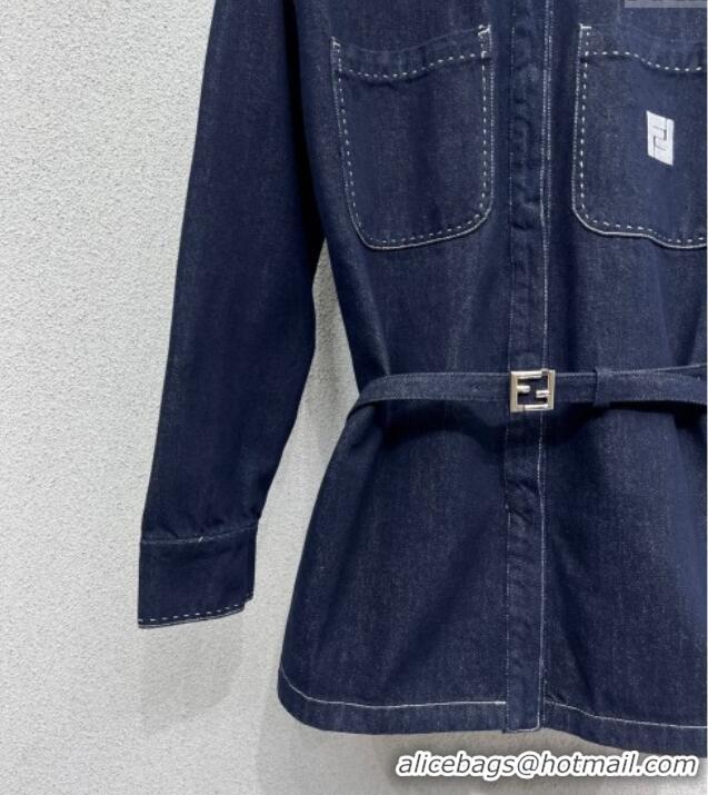 Most Popular Fendi Denim Jacket 0306 Dark Blue 2025