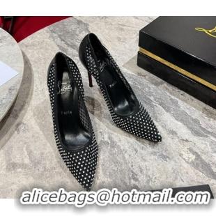 Grade Quality Christian Louboutin Apostropha Mesh Strass Pumps 10cm Black 0220033