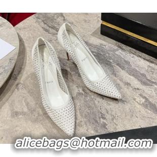 Sophisticated Christian Louboutin Apostropha Mesh Strass Pumps 10cm White 0220034