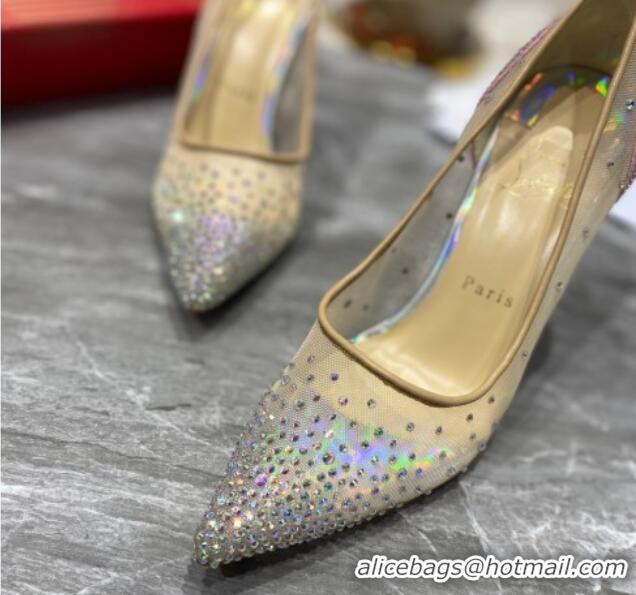 Purchase Christian Louboutin Follies Mesh Strass Pumps 10cm Pink 0220036