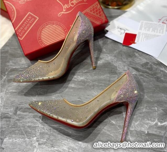 Purchase Christian Louboutin Follies Mesh Strass Pumps 10cm Pink 0220036