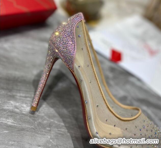 Purchase Christian Louboutin Follies Mesh Strass Pumps 10cm Pink 0220036