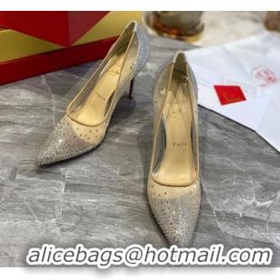 Shop Duplicate Christian Louboutin Follies Mesh Strass Pumps 10cm Silver 0220037