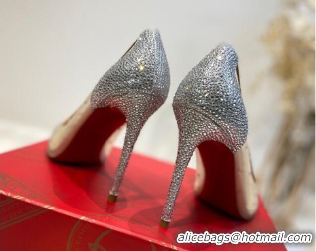 Shop Duplicate Christian Louboutin Follies Mesh Strass Pumps 10cm Silver 0220037