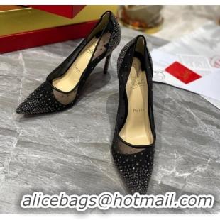 Perfect Christian Louboutin Follies Mesh Strass Pumps 10cm Gunmetal 0220038