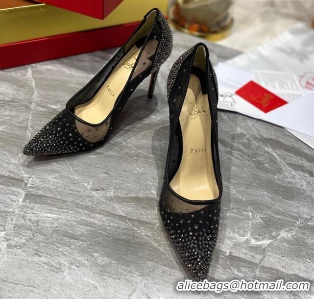 Perfect Christian Louboutin Follies Mesh Strass Pumps 10cm Gunmetal 0220038