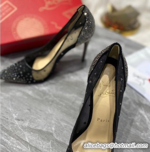 Perfect Christian Louboutin Follies Mesh Strass Pumps 10cm Gunmetal 0220038